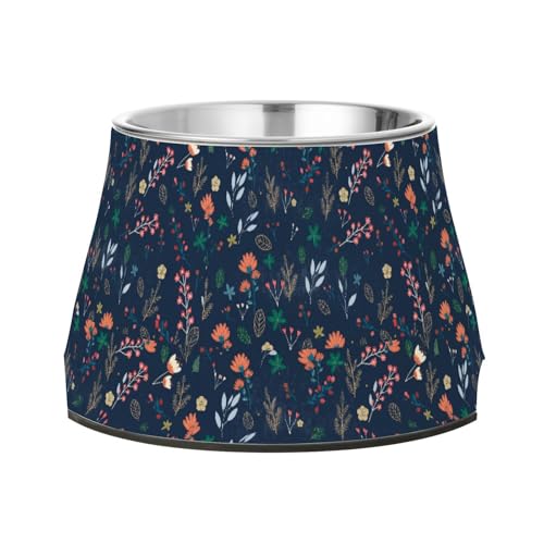 Fressnapf für Hunde mit bunten Blumen, erhöhter Edelstahlnapf für mittelgroße Hunde, Schnurrhaar, Müdigkeit Fressnapf für Hunde mit bunten Blumen, erhöhter Edelstahlnapf für mittelgroße Hunde, Schnurrhaar, Müdigkeit von Wudan