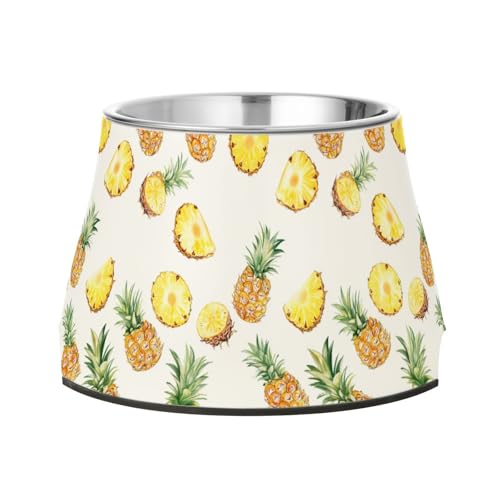 Frischer Ananas-Futternapf für weiße Hunde, verbesserter Edelstahl-Futterspender für Haustiere, geeignet für Haustiere, Schnurrhaare von Wudan