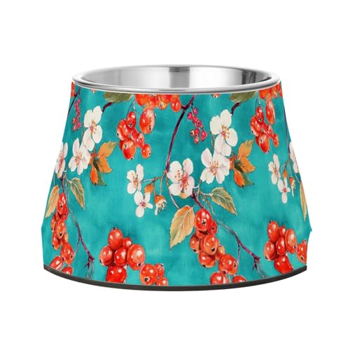 Frischer Highbush Cranberry-Frucht-Napf für Haustiere, Wasser- und Futternapf, verbesserter Edelstahl, für mittelgroße Hunde Frischer Highbush Cranberry-Frucht-Napf für Haustiere, Wasser- und Futternapf, verbesserter Edelstahl, für mittelgroße Hunde von Wudan