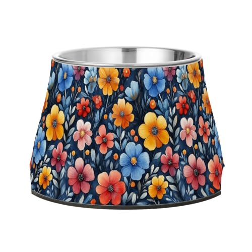 Funny Flowers Rustikaler Wassernapf für Hunde, erhöhter Edelstahl-Futternapf für mittelgroße Hunde, bequemes Füttern Funny Flowers Rustikaler Wassernapf für Hunde, erhöhter Edelstahl-Futternapf für mittelgroße Hunde, bequemes Füttern von Wudan