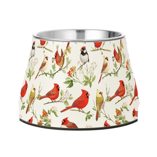 Funny Northern Red Birds Futternapf für Haustiere, rutschfest, Edelstahl, für langsames Füttern von Katzen, Schnurrhaar, Weiß Funny Northern Red Birds Futternapf für Haustiere, rutschfest, Edelstahl, für langsames Füttern von Katzen, Schnurrhaar, Weiß von Wudan