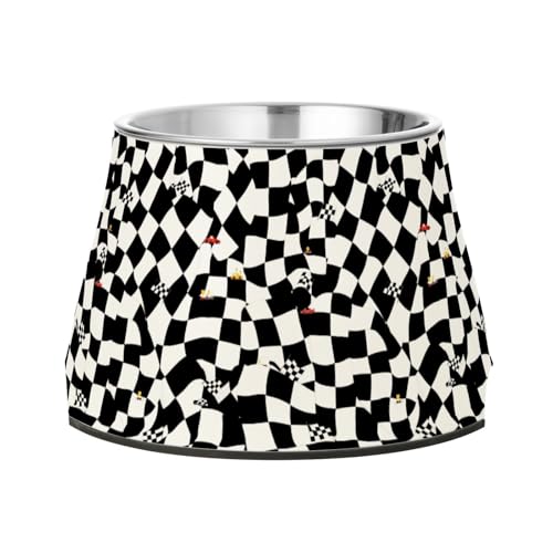Futternäpfe für Haustiere mit karierter Flagge, rutschfest, Edelstahl, erhöhter Katzennapf für kleine Hunde, Schnurrhaarfreundlich, Schwarz Futternäpfe für Haustiere mit karierter Flagge, rutschfest, Edelstahl, erhöhter Katzennapf für kleine Hunde, Schnurrhaarfreundlich, Schwarz von Wudan