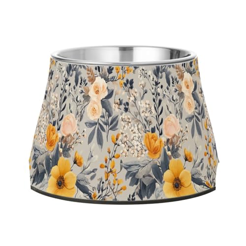 Futternäpfe für Hunde, Motiv: Herbstblumen, Rosensalbei, Grau, rutschfest, Edelstahl, erhöhter Katzennapf für kleine Hunde, Schnurrhaartfreundlich Futternäpfe für Hunde, Motiv: Herbstblumen, Rosensalbei, Grau, rutschfest, Edelstahl, erhöhter Katzennapf für kleine Hunde, Schnurrhaartfreundlich von Wudan