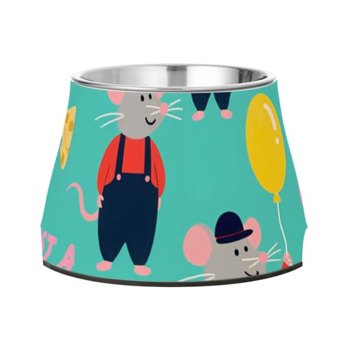 Futternäpfe mit Cartoon-Tiermotiv, erhöhter Edelstahl-Futternapf für kleine Hunde, Schnurrhaar-freundlich, Grün von Wudan