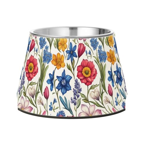 Futternapf für Haustiere, Hyazinthen, Kornblumen, Freesie, weiß, verbesserter Edelstahl, für langsames Füttern, Katzen, bequemes Füttern Futternapf für Haustiere, Hyazinthen, Kornblumen, Freesie, weiß, verbesserter Edelstahl, für langsames Füttern, Katzen, bequemes Füttern von Wudan