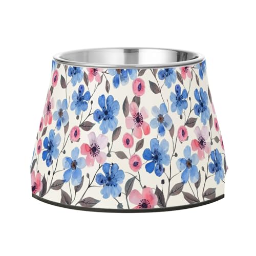 Futternapf für Haustiere, Sommer, Blau, Rosa, Blumen, Weiß, erhöht, Edelstahl, für langsames Füttern, Katzen, Schnurrhaare Futternapf für Haustiere, Sommer, Blau, Rosa, Blumen, Weiß, erhöht, Edelstahl, für langsames Füttern, Katzen, Schnurrhaare von Wudan