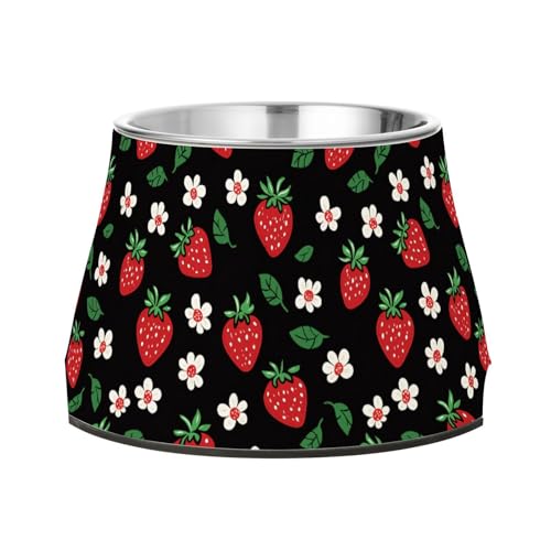 Futternapf für Haustiere, mit Erdbeermotiv, erhöhter Futternapf aus Edelstahl, für Hunde, Katzen, Kaninchen, Vögel, langsames Fressen Futternapf für Haustiere, mit Erdbeermotiv, erhöhter Futternapf aus Edelstahl, für Hunde, Katzen, Kaninchen, Vögel, langsames Fressen von Wudan
