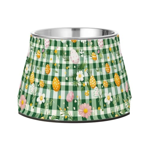 Futternapf für Haustiere, mit Ständer, Edelstahl, erhöhter Katzennapf für kleine Hunde, komfortabel, Grün von Wudan