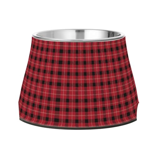 Futternapf für Hunde, Gingham-Muster, erhöht, Edelstahl, für langsames Füttern, Katzen, Schnurrhaar, Müdigkeit von Wudan