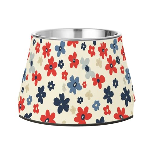 Futternapf für Hunde, Retro-Blumen, Mohnblumen, rutschfest, Edelstahl, für langsames Füttern, Schnurrhaarfreundlich Futternapf für Hunde, Retro-Blumen, Mohnblumen, rutschfest, Edelstahl, für langsames Füttern, Schnurrhaarfreundlich von Wudan