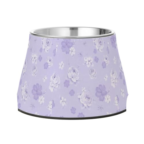 Futternapf für Hunde mit violetten Blumen, verbesserter Edelstahl-Katzen-Futternapf für liebenswertes Haustier, bequemes Füttern Futternapf für Hunde mit violetten Blumen, verbesserter Edelstahl-Katzen-Futternapf für liebenswertes Haustier, bequemes Füttern von Wudan