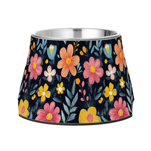 Futternapf mit Cartoon-Blumen für Hunde, verbesserter Edelstahl-Katzen-Futternapf für geliebtes Haustier, langsames Fressen Futternapf mit Cartoon-Blumen für Hunde, verbesserter Edelstahl-Katzen-Futternapf für geliebtes Haustier, langsames Fressen von Wudan