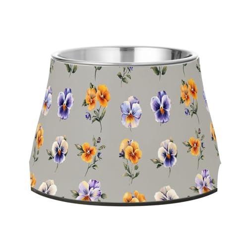 Futternapf mit Cartoon-Stiefmütterchen, erhöhter Edelstahl-Futterspender für mittelgroße Hunde, langsames Fressen Futternapf mit Cartoon-Stiefmütterchen, erhöhter Edelstahl-Futterspender für mittelgroße Hunde, langsames Fressen von Wudan