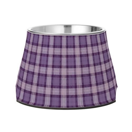 Gingham Plaid Lila Näpfe für Hunde mit Ständer Edelstahl Erhöhte Katzennäpfe für langsames Füttern von Hunden, Schnurrhaar, Müdigkeit Gingham Plaid Lila Näpfe für Hunde mit Ständer Edelstahl Erhöhte Katzennäpfe für langsames Füttern von Hunden, Schnurrhaar, Müdigkeit von Wudan