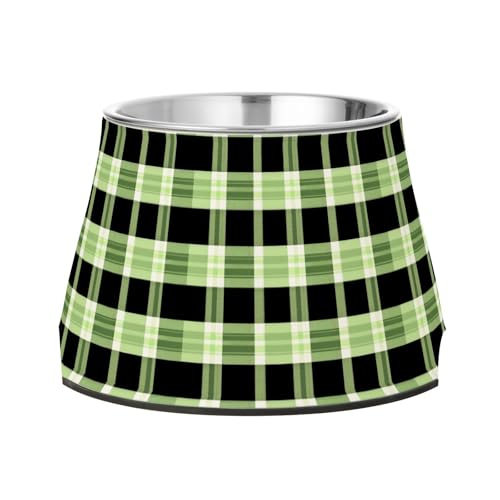 Grün-schwarzer Gingham-Karo-Napf für Haustiere mit Ständer, Edelstahl, Katzen-Grundnäpfe für liebenswerte Haustier-Schnurrhaare Grün-schwarzer Gingham-Karo-Napf für Haustiere mit Ständer, Edelstahl, Katzen-Grundnäpfe für liebenswerte Haustier-Schnurrhaare von Wudan