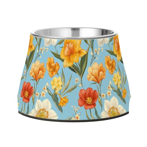 Herbstblumen Blume Gladiolus Blau Futter Hundenapf mit Ständer Edelstahl Wasser Futternapf für mittelgroße Hunde verlangsamen Fressen Herbstblumen Blume Gladiolus Blau Futter Hundenapf mit Ständer Edelstahl Wasser Futternapf für mittelgroße Hunde verlangsamen Fressen von Wudan