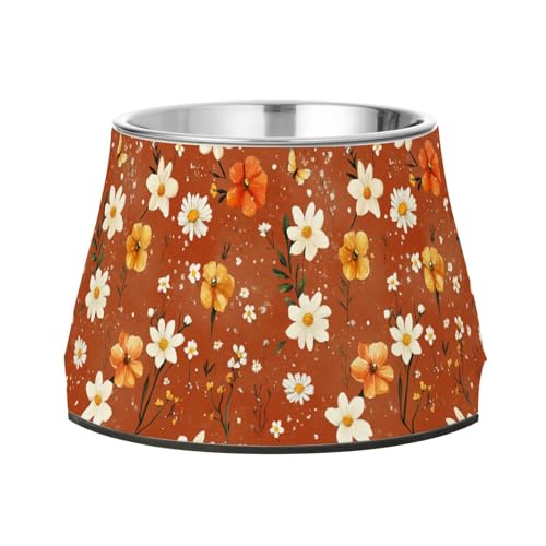 Herbstblumen Narzisse Anemone Terrakotta Schüssel für Hunde Erhöhte Edelstahl Katzen Futternäpfe für kleine Hunde Komfort Fütterung Herbstblumen Narzisse Anemone Terrakotta Schüssel für Hunde Erhöhte Edelstahl Katzen Futternäpfe für kleine Hunde Komfort Fütterung von Wudan