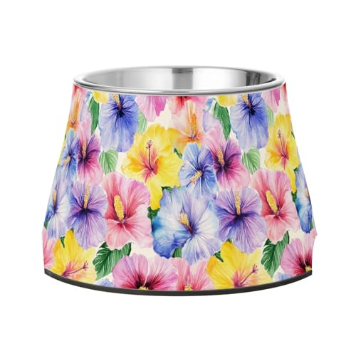 Hibiscus Syriacus Sommerblumen-Futternapf für Hunde, verbesserter Edelstahlnapf für Haustiere, einfaches Fressen Hibiscus Syriacus Sommerblumen-Futternapf für Hunde, verbesserter Edelstahlnapf für Haustiere, einfaches Fressen von Wudan