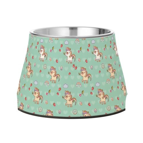 Hundenapf mit niedlichem Einhörner und Kirschfutter, rutschfest, Edelstahl, erhöhter Katzennapf für die Ermüdung des Haustiers Hundenapf mit niedlichem Einhörner und Kirschfutter, rutschfest, Edelstahl, erhöhter Katzennapf für die Ermüdung des Haustiers von Wudan
