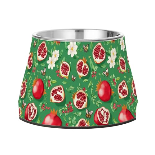 Lustige Granatapfel-Frucht-grüne Schalen für Haustiere, verbesserte Edelstahl-Katzen-Grundschalen für kleine Hunde, Schnurrhaar-Entlastung von Wudan