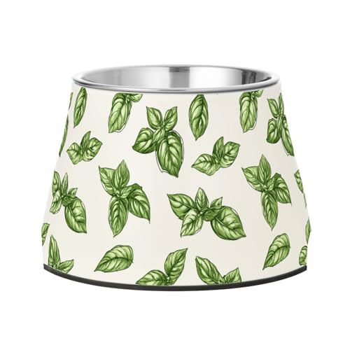 Niedliche Basilikumblatt-Schalen für Hunde, erhöhter Edelstahl-Metallnapf für Haustiere, langsames Fressen von Wudan