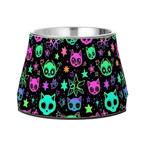Niedliche Cartoon-Hexerei-Katzen, helle Schüssel für Hunde mit Ständer, Edelstahl, erhöhter Katzennapf für mittelgroße Hunde, bequemes Füttern Niedliche Cartoon-Hexerei-Katzen, helle Schüssel für Hunde mit Ständer, Edelstahl, erhöhter Katzennapf für mittelgroße Hunde, bequemes Füttern von Wudan