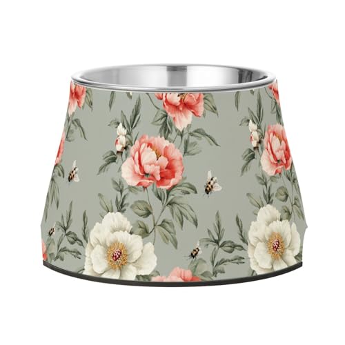 Niedliche Pfingstrosen Graue Hunde Wassernapf mit Ständer Edelstahl Haustier Napf Ständer für mittelgroße Hunde Komfort Fütterung Niedliche Pfingstrosen Graue Hunde Wassernapf mit Ständer Edelstahl Haustier Napf Ständer für mittelgroße Hunde Komfort Fütterung von Wudan