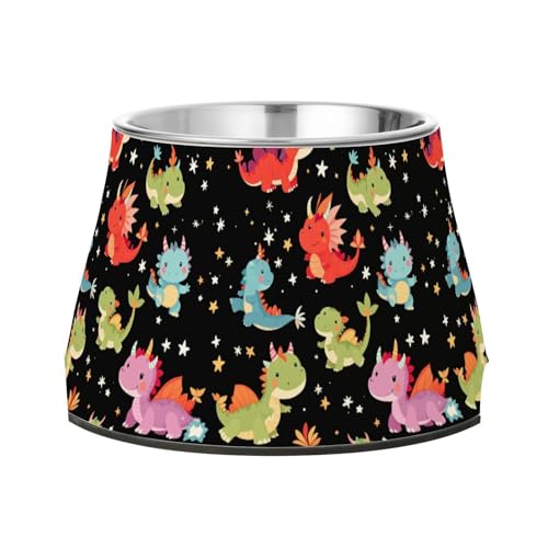 Niedlicher Futternapf für Haustiere, Motiv: Drachen, Sterne, erhöht, rutschfest, Edelstahl, für langsames Füttern, Schwarz Niedlicher Futternapf für Haustiere, Motiv: Drachen, Sterne, erhöht, rutschfest, Edelstahl, für langsames Füttern, Schwarz von Wudan