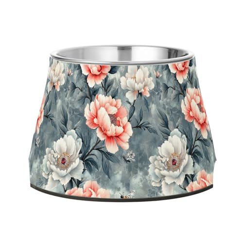 Niedlicher Pfingstrosen-Futternapf mit Ständer, Edelstahl, erhöhter Katzennapf für mittelgroße Hunde, langsames Fressen Niedlicher Pfingstrosen-Futternapf mit Ständer, Edelstahl, erhöhter Katzennapf für mittelgroße Hunde, langsames Fressen von Wudan