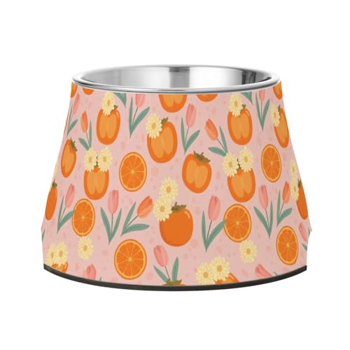 Oranges Blumen Haustier Futternapf Erhöhter Edelstahl Haustiere Basic Schalen für kleine Hunde Komfort Fütterung Oranges Blumen Haustier Futternapf Erhöhter Edelstahl Haustiere Basic Schalen für kleine Hunde Komfort Fütterung von Wudan