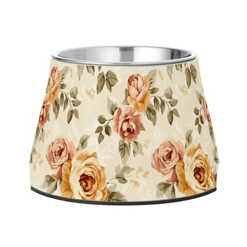 Retro Blumen Rosen Hunde Futternapf Erhöhter Edelstahl Katzen Futternapf für kleine Hunde Komfort Fütterung Retro Blumen Rosen Hunde Futternapf Erhöhter Edelstahl Katzen Futternapf für kleine Hunde Komfort Fütterung von Wudan