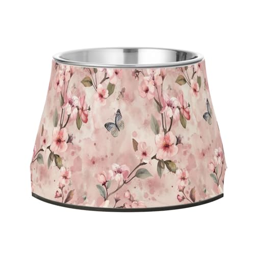 Retro Pink Cherry Flowers Blossom Bowl for Dogs Elevated Stainless Steel Cats Basic Bowls for Slow Feed Dogs Whisker Friendly Retro Pink Cherry Flowers Blossom Bowl for Dogs Elevated Stainless Steel Cats Basic Bowls for Slow Feed Dogs Whisker Friendly von Wudan