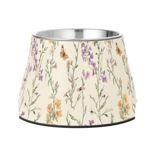 Retro Snapdragon Neutral Pets Futternäpfe mit Ständer Edelstahl Metall Haustiere Schalen für mittelgroße Hunde Schnurrhaare Müdigkeit von Wudan