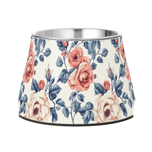 Rose Beauty Sommer Blumen Hunde Futter Wassernapf mit Ständer Edelstahl Katzen Futternapf für Hunde Katzen Kaninchen Vögel Schnurrhaare Relief Rose Beauty Sommer Blumen Hunde Futter Wassernapf mit Ständer Edelstahl Katzen Futternapf für Hunde Katzen Kaninchen Vögel Schnurrhaare Relief von Wudan