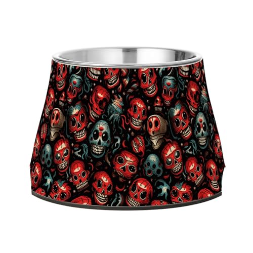 Roter Totenkopf-Wassernapf, rutschfest, Edelstahl, erhöhter Katzennapf für mittelgroße Hunde, bequemes Füttern Roter Totenkopf-Wassernapf, rutschfest, Edelstahl, erhöhter Katzennapf für mittelgroße Hunde, bequemes Füttern von Wudan