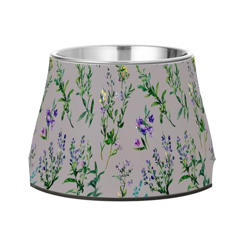 Safari Thymian Flowers Grey Feeder Dogs Bowls with Stand Stainless Steel Feeder Pets Bowl for Dogs Cats Rabbits Birds Whisker Fatigue Safari Thymian Flowers Grey Feeder Dogs Bowls with Stand Stainless Steel Feeder Pets Bowl for Dogs Cats Rabbits Birds Whisker Fatigue von Wudan