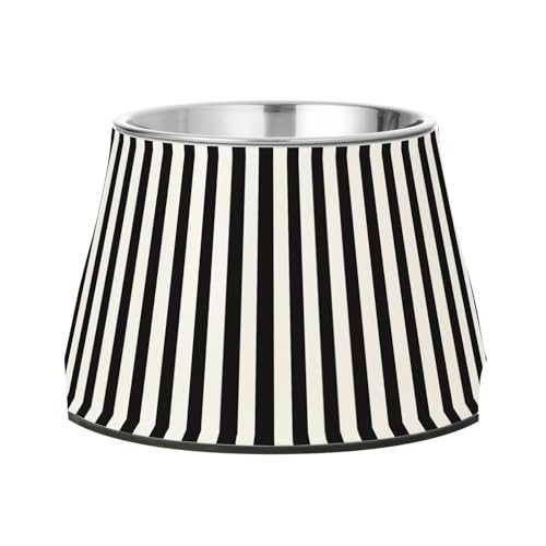 Schwarzer und weißer gestreifter Futternapf für Haustiere, erhöhter Edelstahlnapf für Haustiere für langsames Füttern, langsames Fressen Schwarzer und weißer gestreifter Futternapf für Haustiere, erhöhter Edelstahlnapf für Haustiere für langsames Füttern, langsames Fressen von Wudan