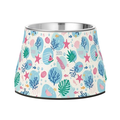 Sea World Futternäpfe für Hunde, mit Ständer, Edelstahl, Haustier-Grundnapf für liebenswerte Haustier-Schnurrhaare von Wudan