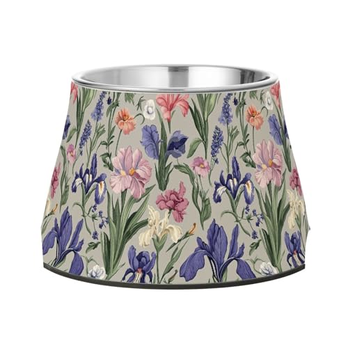 Spring Flowers Futternapf für Haustiere, aus Edelstahl, für mittelgroße Hunde, Lavendel-Iris-Grau Spring Flowers Futternapf für Haustiere, aus Edelstahl, für mittelgroße Hunde, Lavendel-Iris-Grau von Wudan