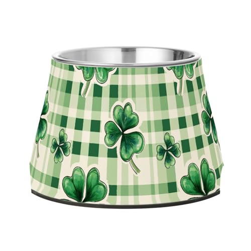 St.Patrick Wassernapf für Hunde mit grünem Kleeblatt, erhöhter Edelstahl-Futterspender für langsames Füttern von Katzen, bequemes Füttern St.Patrick Wassernapf für Hunde mit grünem Kleeblatt, erhöhter Edelstahl-Futterspender für langsames Füttern von Katzen, bequemes Füttern von Wudan