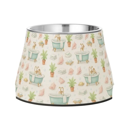 Storybook Futternapf für das Badezimmer, nahtlos, Tapete, rutschfest, Edelstahl, für langsames Füttern, Katzen verlangsamen Fressen von Wudan