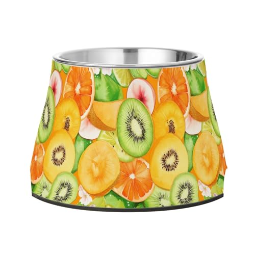 Süßer Futternapf für Hunde, Kiwi-Früchte, Orange, erhöhter Edelstahl-Futternapf für mittelgroße Hunde, Schnurrhaar, Müdigkeit von Wudan