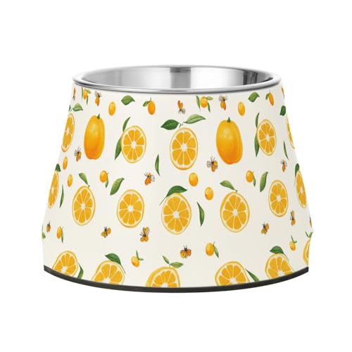 Süßer Kumquat Futternapf für Hunde, rutschfest, Edelstahl, für langsames Füttern, Katzen, langsames Fressen, Weiß von Wudan
