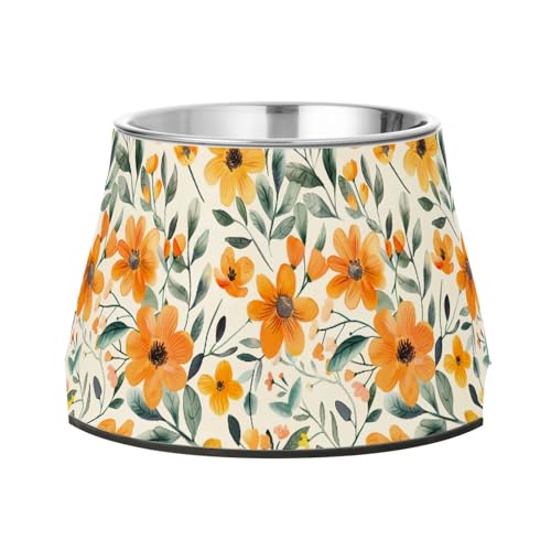 Süßer Sommer-Futternapf für Hunde, orangefarbene Blumen, verbesserter Edelstahl-Wassernapf für langsames Füttern, für Hunde mit Schnurrhaar, freundlich Süßer Sommer-Futternapf für Hunde, orangefarbene Blumen, verbesserter Edelstahl-Wassernapf für langsames Füttern, für Hunde mit Schnurrhaar, freundlich von Wudan