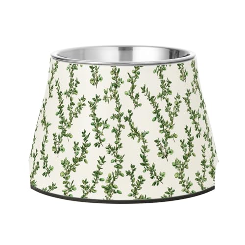 Süßer Thymian weißer Futternapf für Hunde, mit Ständer, Edelstahl, Metall, Haustiernäpfe für liebliche Haustier-Schnurrhaare von Wudan