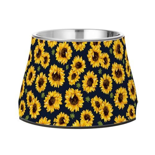 Sunflowers Futternäpfe für Hunde, erhöhter Edelstahlnapf für langsames Füttern, Katzen, bequeme Fütterung von Wudan