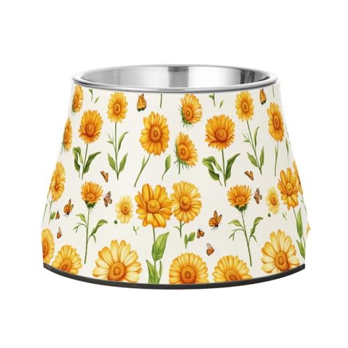 Sweet Calendula Weiße Futternäpfe für Haustiere mit Ständer Edelstahl Haustiere Futternapf für Hunde Katzen Kaninchen Vögel Komfort Fütterung von Wudan
