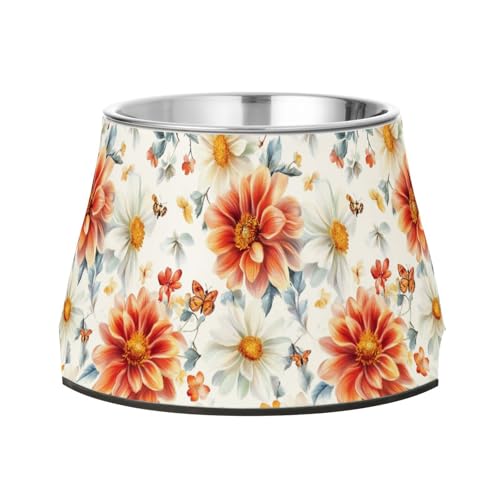 Sweet Dahlia Weiße Schalen für Haustiere mit Ständer Edelstahl Katzen Futternäpfe für langsames Füttern Hunde Komfort Fütterung von Wudan