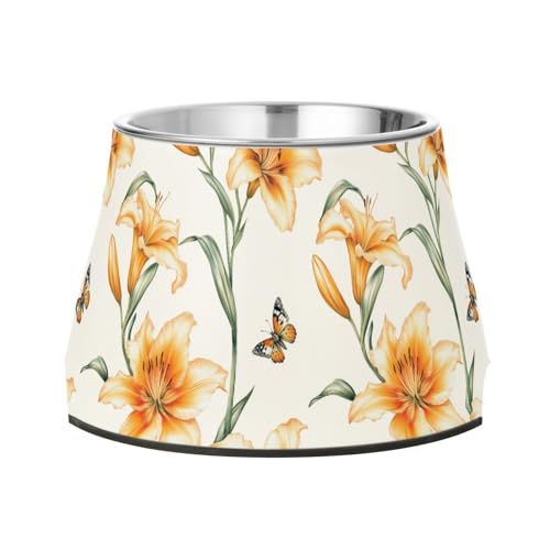 Sweet Daylily Wassernapf für Haustiere, erhöhter Wassernapf mit Ständer, Edelstahl, für langsames Füttern, Katzen, Schnurrhaar, Müdigkeit von Wudan