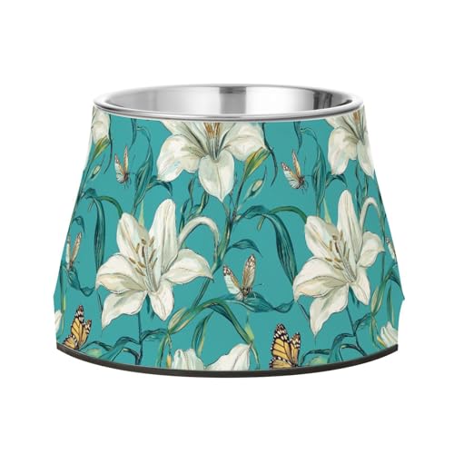 Sweet Lily Futternäpfe für Hunde, erhöht, Edelstahl, Metall, für langsames Füttern, für langsame Fütterung, Müdigkeit von Schnurrhaar, Türkis von Wudan